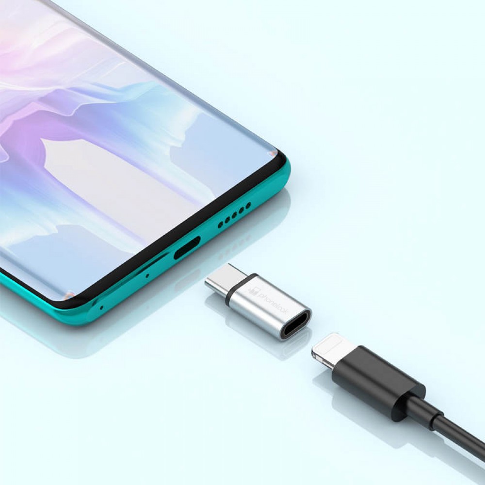 Adapter Lightning (eingang) zu USB-C für iPhone 15 - PhoneLook - Silber