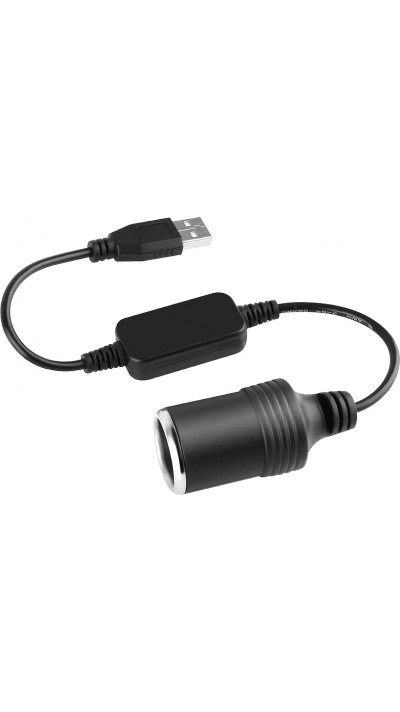 Adaptateur USB-A vers allume-cigare 12V universel pour accessoire automobile - Noir