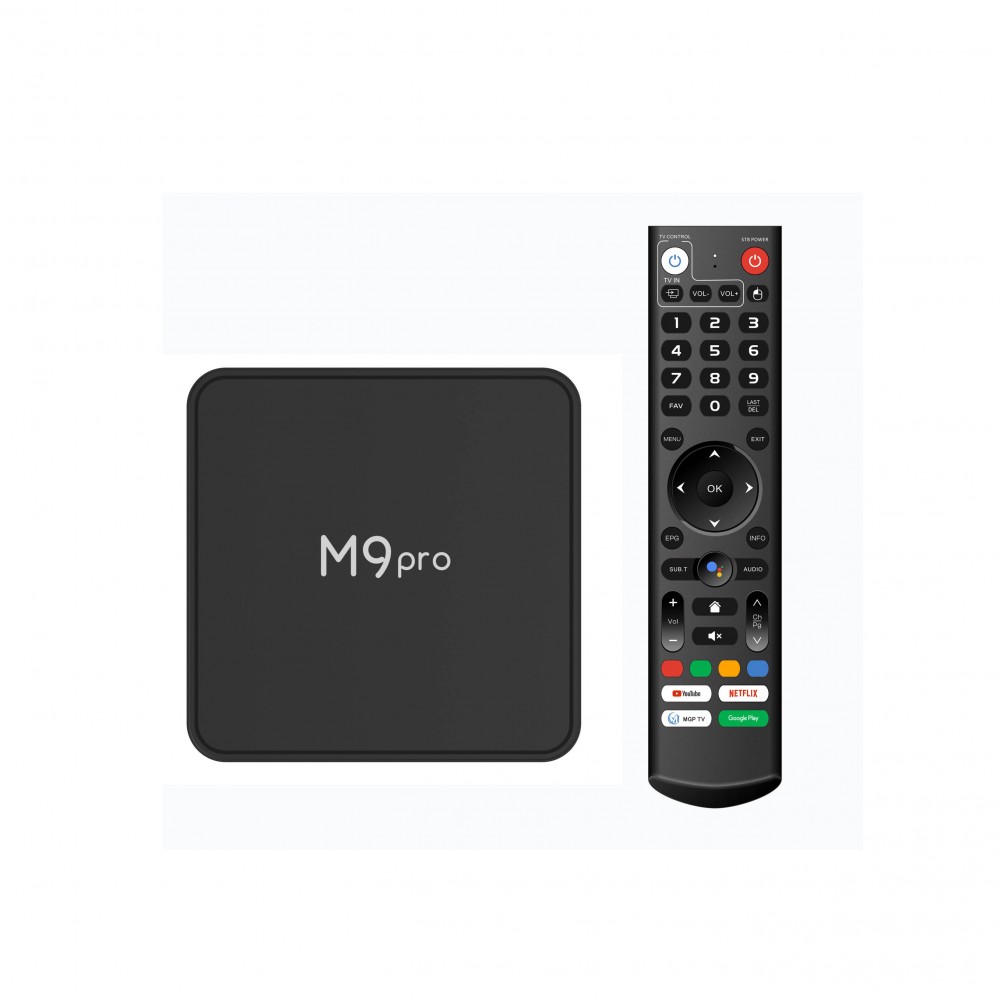 Android smart TV Box M9 Pro LED Quad Core 64-bit 4K Ultra HD für Streaming mit HDR10 + Android11 & Google Assist - Schwarz
