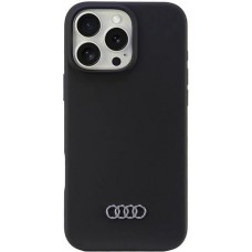 iPhone 16 Pro Max Case H&uuml;lle - Audi Silikon Soft Touch mit Logo - Schwarz