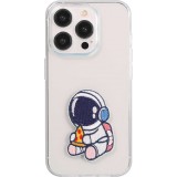 Sticker Aufkleber für Handy/Tablet/Computer 3D gestickt - Astronaut with pizza