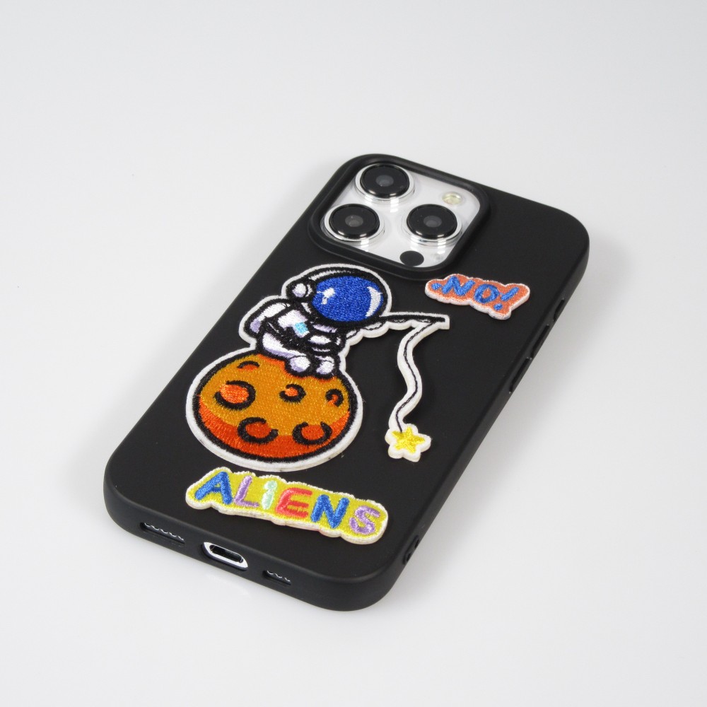 Sticker Aufkleber für Handy/Tablet/Computer 3D gestickt - Astronaut with pizza
