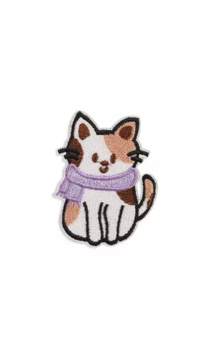 Sticker Aufkleber für Handy/Tablet/Computer 3D gestickt - Cat with scarf