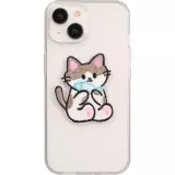 Autocollant sticker pour téléphone/tablette/ordinateur brodé en 3D - Chat avec poisson
