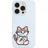 Autocollant sticker pour téléphone/tablette/ordinateur brodé en 3D - Chat avec poisson