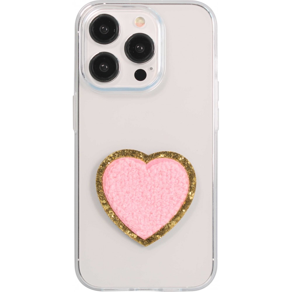 Sticker Aufkleber für Handy/Tablet/Computer 3D gestickt - Herz hellrosa