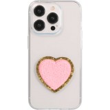 Sticker Aufkleber für Handy/Tablet/Computer 3D gestickt - Herz hellrosa