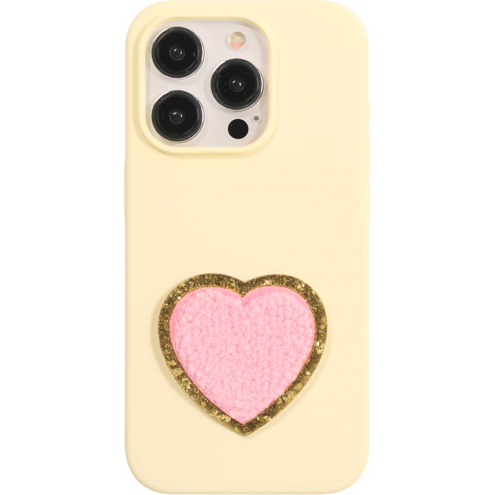 Sticker Aufkleber für Handy/Tablet/Computer 3D gestickt - Herz hellrosa