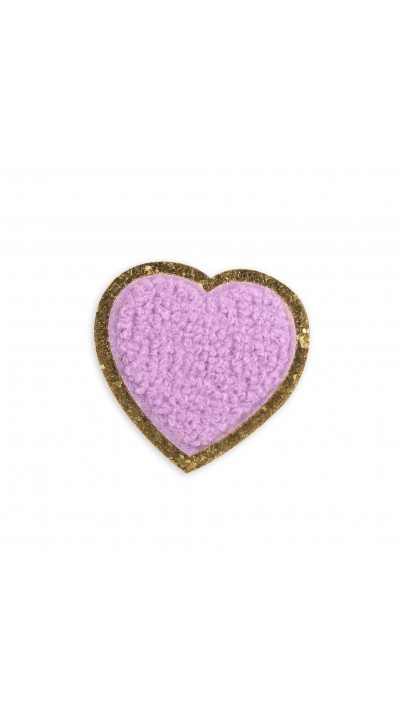 Sticker Aufkleber f&uuml;r Handy/Tablet/Computer 3D gestickt - Herz Violett