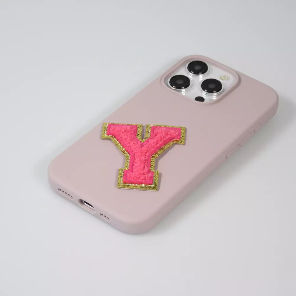 Autocollant sticker pour téléphone/tablette/ordinateur brodé en 3D rose foncé - Lettre O