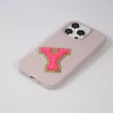 Autocollant sticker pour téléphone/tablette/ordinateur brodé en 3D rose foncé - Lettre O