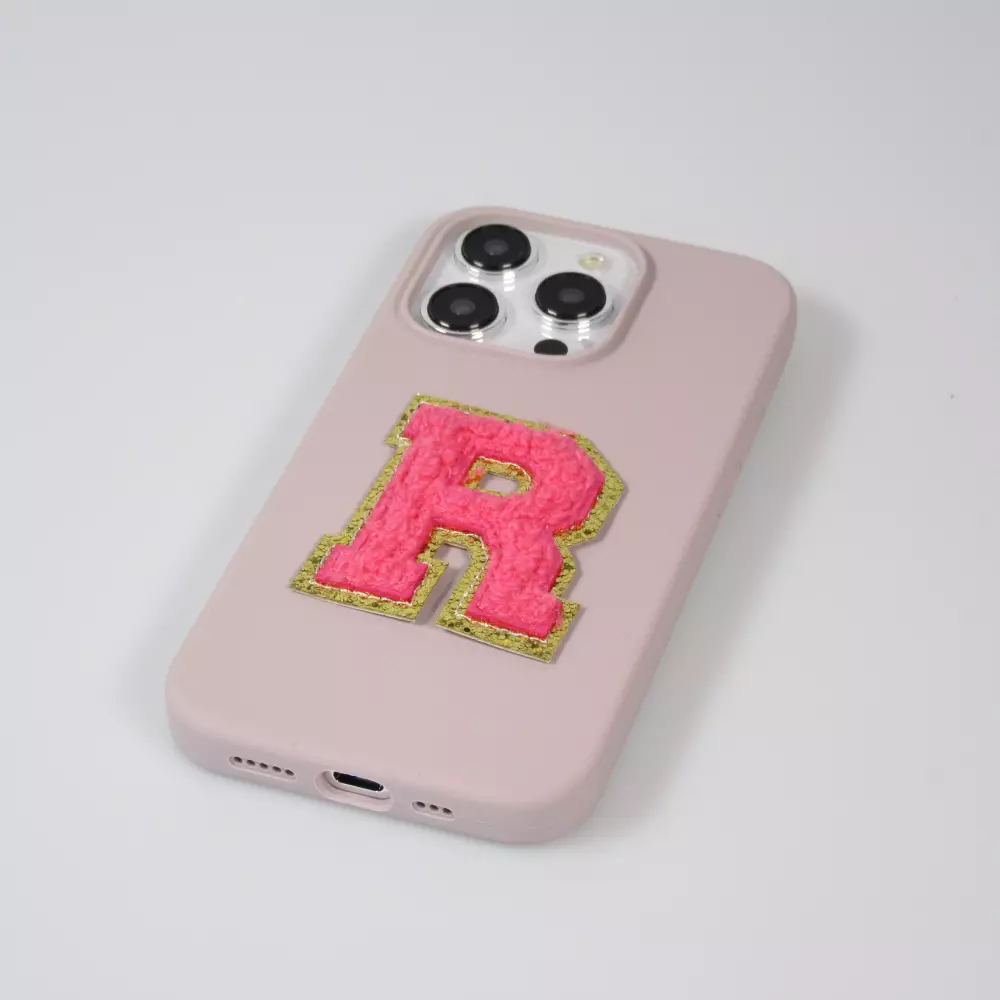 Autocollant sticker pour téléphone/tablette/ordinateur brodé en 3D rose foncé - Lettre O