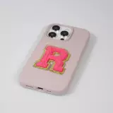 Autocollant sticker pour téléphone/tablette/ordinateur brodé en 3D rose foncé - Lettre O