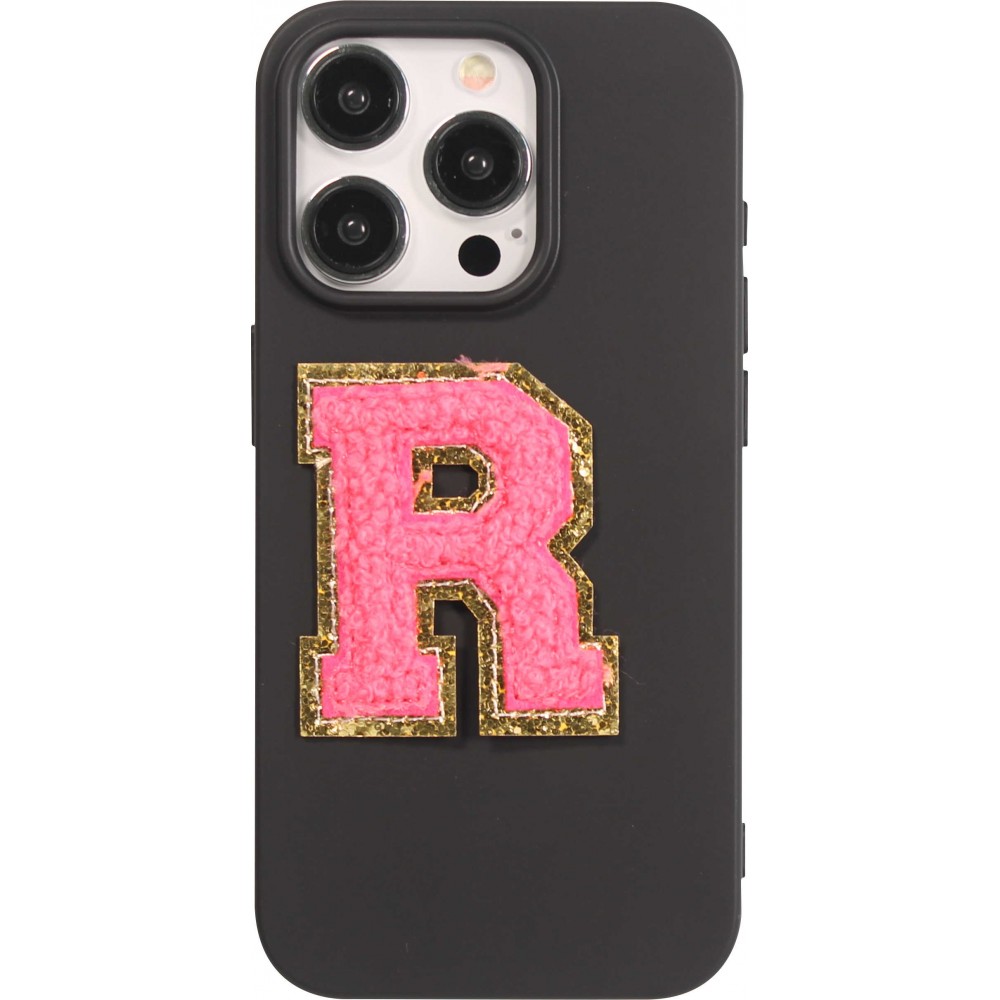 Autocollant sticker pour téléphone/tablette/ordinateur brodé en 3D rose foncé - Lettre R