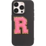 Autocollant sticker pour téléphone/tablette/ordinateur brodé en 3D rose foncé - Lettre R