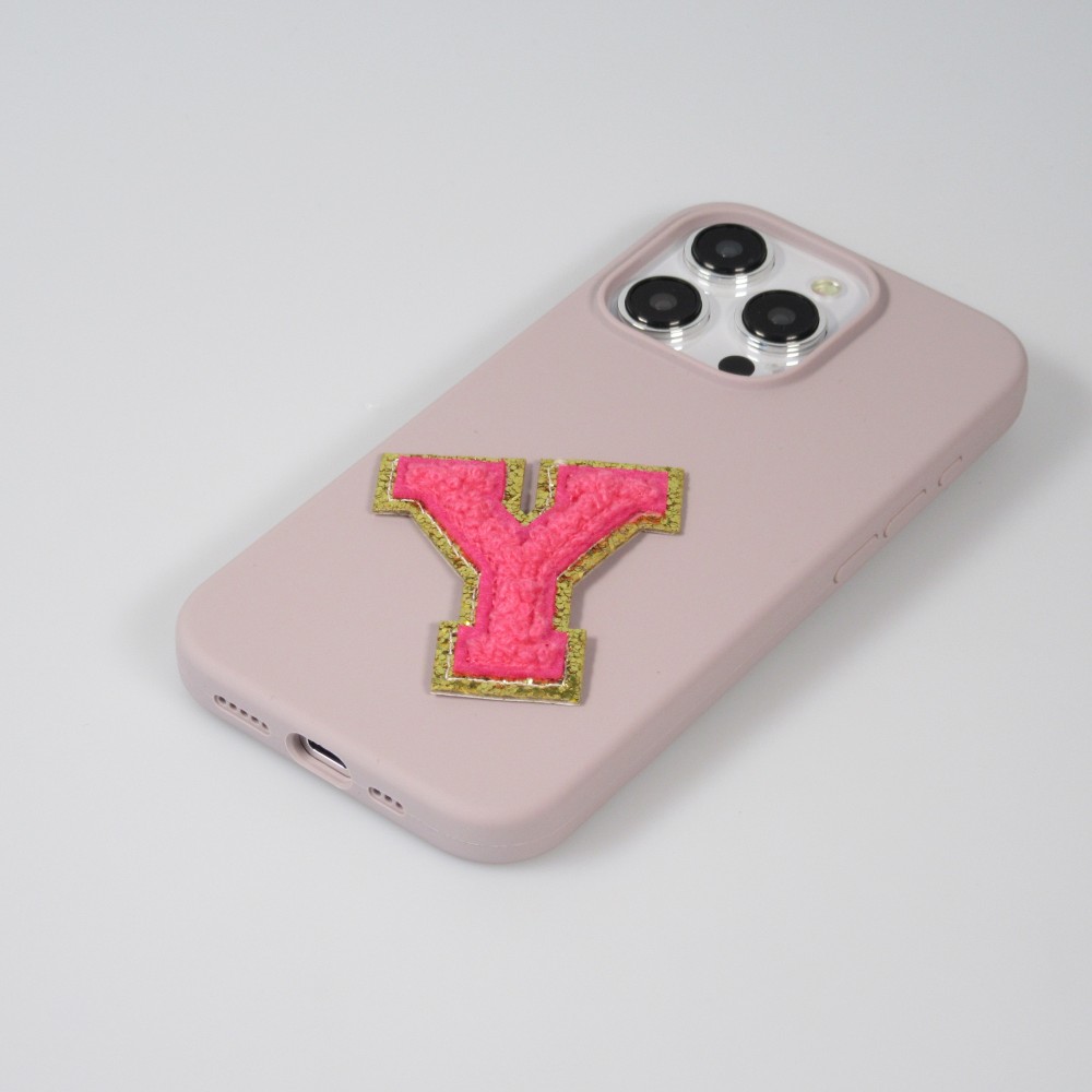 Autocollant sticker pour téléphone/tablette/ordinateur brodé en 3D rose foncé - Lettre U