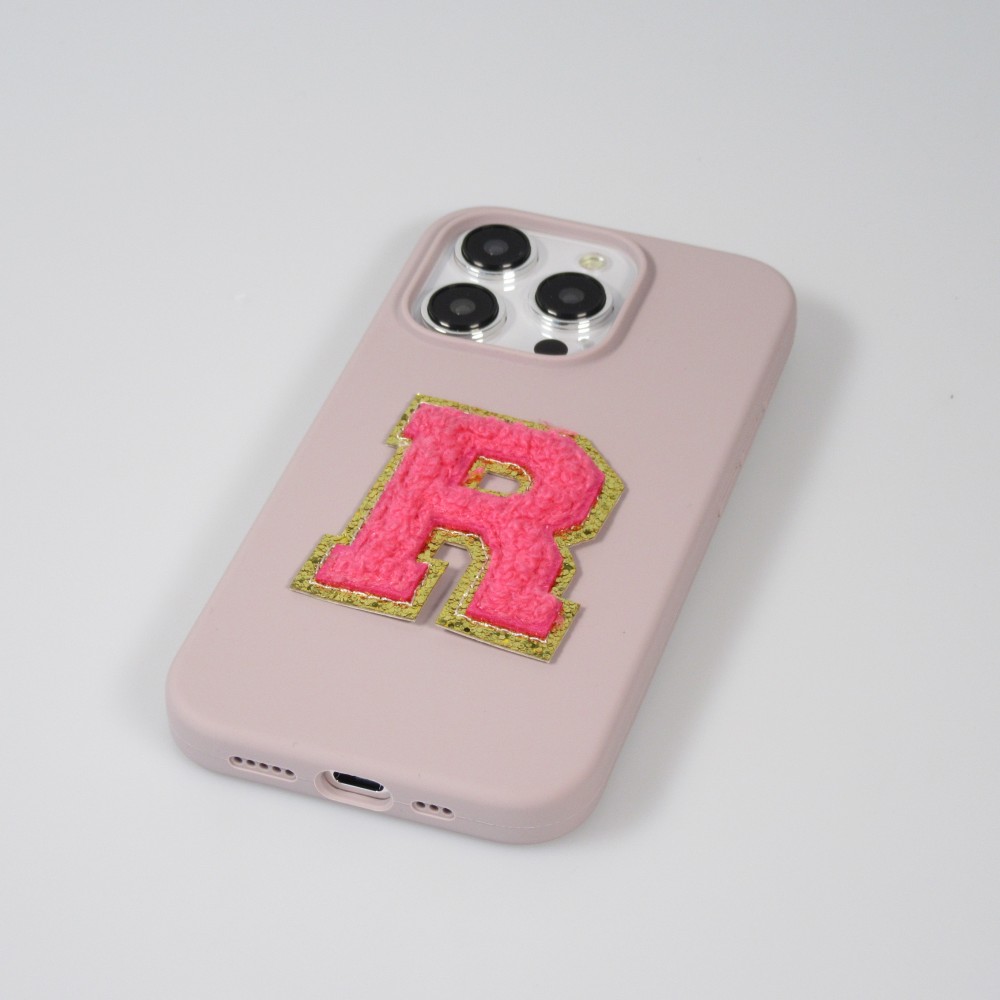 Autocollant sticker pour téléphone/tablette/ordinateur brodé en 3D rose foncé - Lettre U