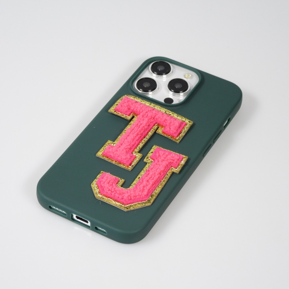 Autocollant sticker pour téléphone/tablette/ordinateur brodé en 3D rose foncé - Lettre U