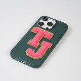 Autocollant sticker pour téléphone/tablette/ordinateur brodé en 3D rose foncé - Lettre U