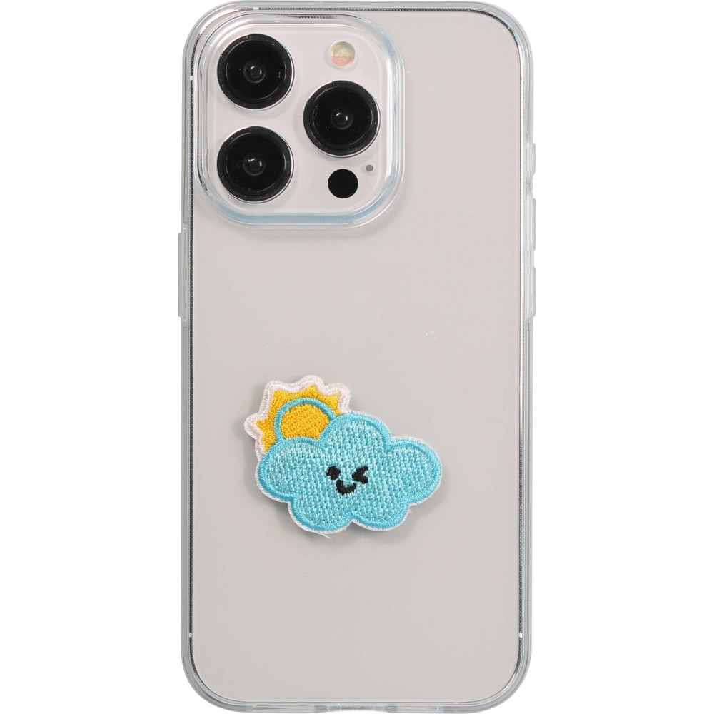 Autocollant sticker pour téléphone/tablette/ordinateur brodé en 3D - Smiley Cloud Sun