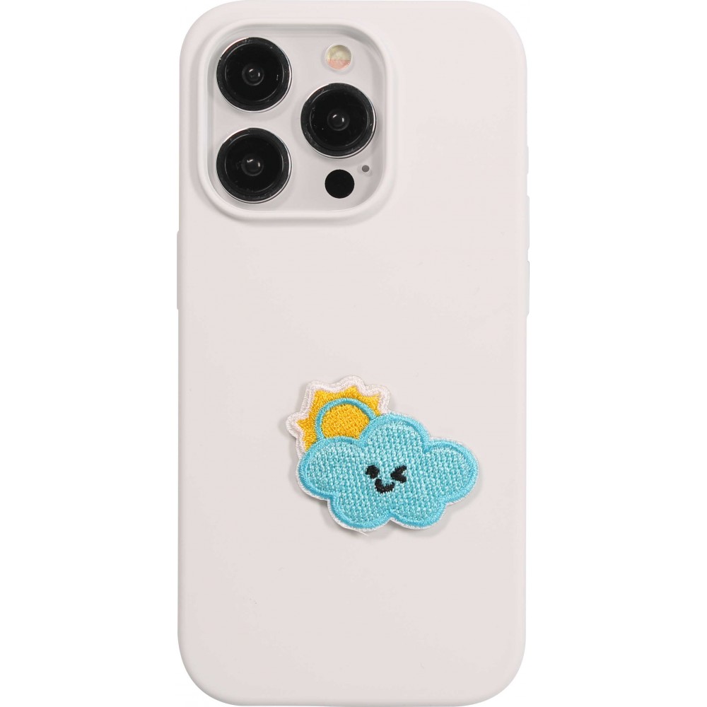 Autocollant sticker pour téléphone/tablette/ordinateur brodé en 3D - Smiley Cloud Sun
