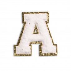 Autocollant sticker pour téléphone/tablette/ordinateur brodé en 3D blanc - Lettre A