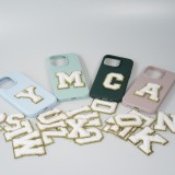 Autocollant sticker pour téléphone/tablette/ordinateur brodé en 3D blanc - Lettre G