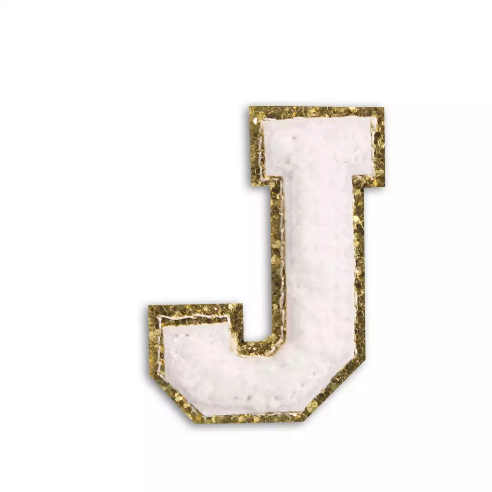 Autocollant sticker pour téléphone/tablette/ordinateur brodé en 3D blanc - Lettre J