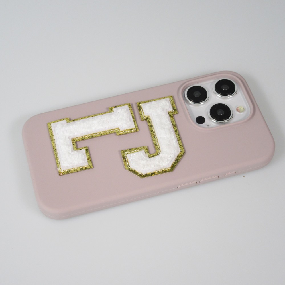 Autocollant sticker pour téléphone/tablette/ordinateur brodé en 3D blanc - Lettre L