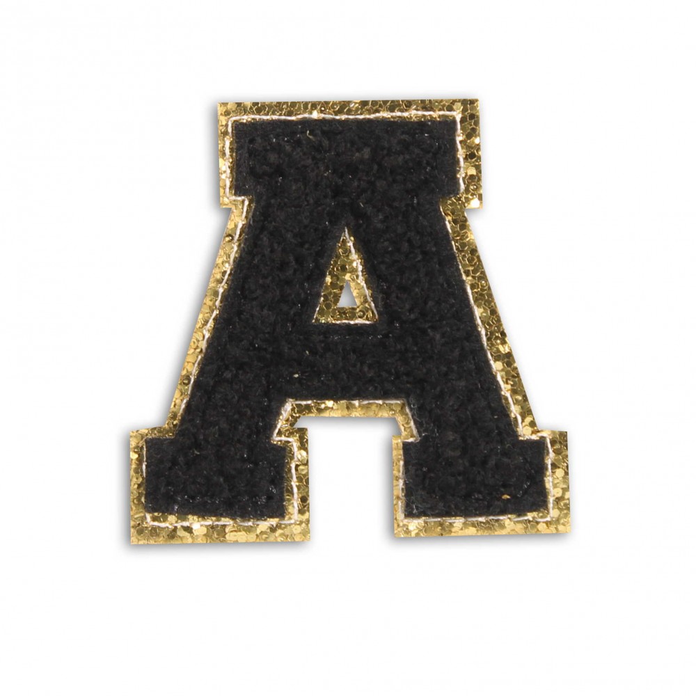 Autocollant sticker pour téléphone/tablette/ordinateur brodé en 3D noir - Lettre A