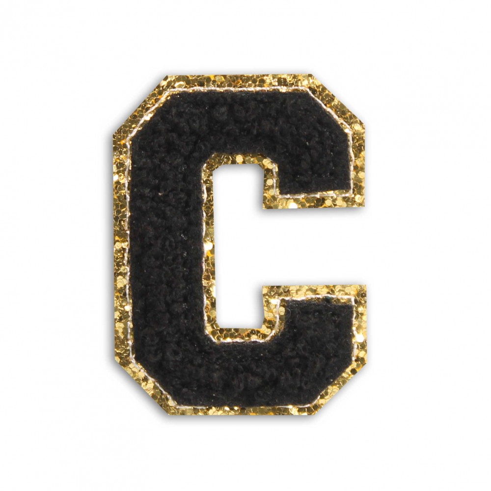 Sticker Aufkleber für Handy/Tablet/Computer 3D gestickt Schwarz - Buchstabe C