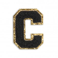 Sticker Aufkleber für Handy/Tablet/Computer 3D gestickt Schwarz - Buchstabe C