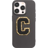 Sticker Aufkleber für Handy/Tablet/Computer 3D gestickt Schwarz - Buchstabe C