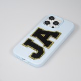 Autocollant sticker pour téléphone/tablette/ordinateur brodé en 3D noir - Lettre E