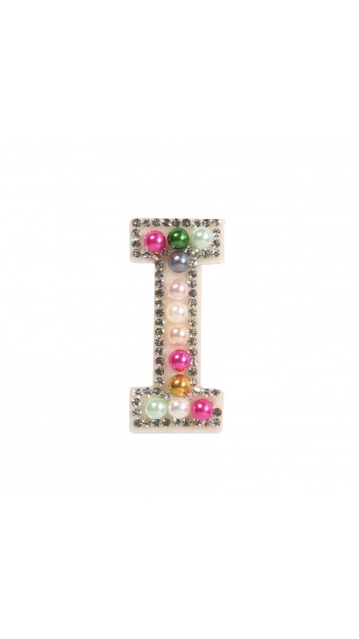 Autocollant sticker pour téléphone/tablette/ordinateur brodé en 3D pearls Rainbow - Lettre I