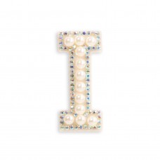 Autocollant sticker pour téléphone/tablette/ordinateur brodé en 3D pearls blanc - Lettre I