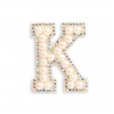 Autocollant sticker pour téléphone/tablette/ordinateur brodé en 3D pearls blanc - Lettre K