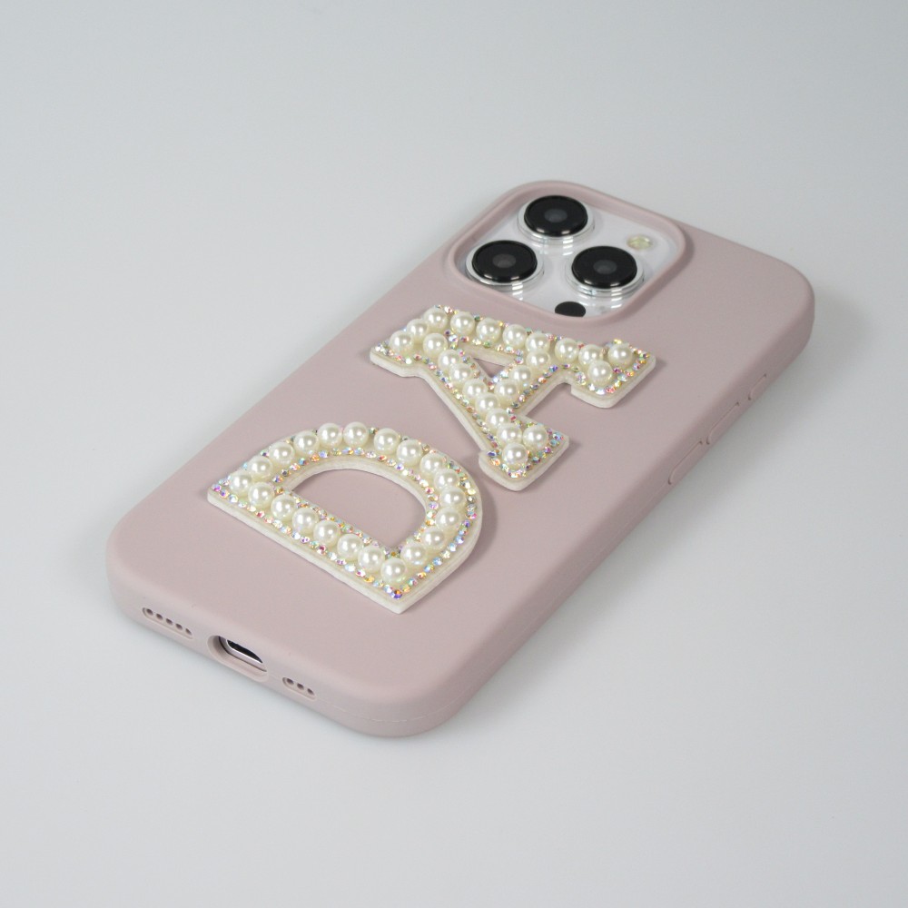 Autocollant sticker pour téléphone/tablette/ordinateur brodé en 3D pearls blanc - Lettre K