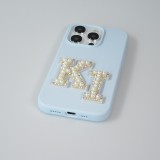 Autocollant sticker pour téléphone/tablette/ordinateur brodé en 3D pearls blanc - Lettre L