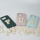 Autocollant sticker pour téléphone/tablette/ordinateur brodé en 3D pearls blanc - Lettre L