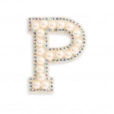 Autocollant sticker pour téléphone/tablette/ordinateur brodé en 3D pearls blanc - Lettre P