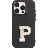 Autocollant sticker pour téléphone/tablette/ordinateur brodé en 3D pearls blanc - Lettre P