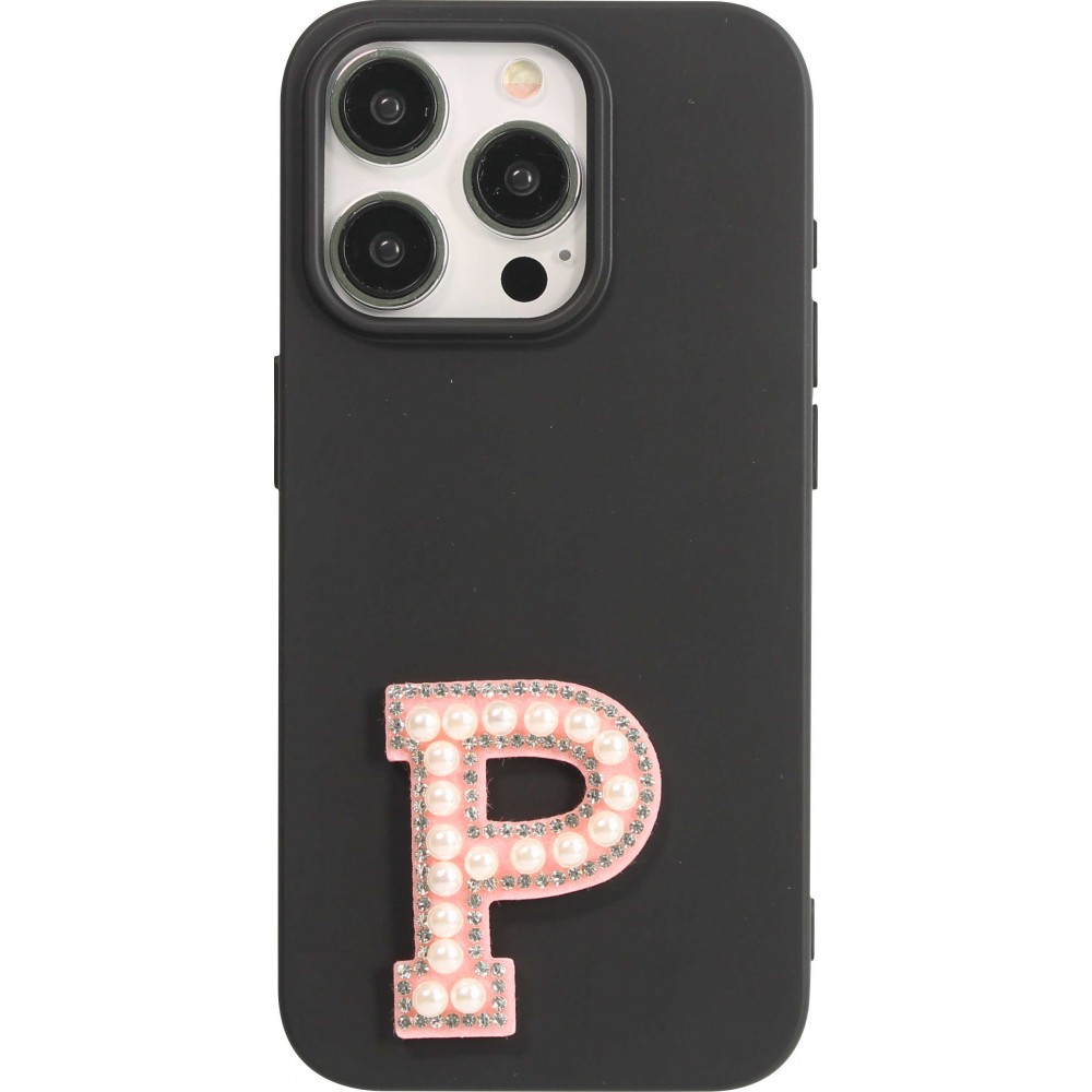 Autocollant sticker pour téléphone/tablette/ordinateur brodé en 3D pearls rose - Lettre P