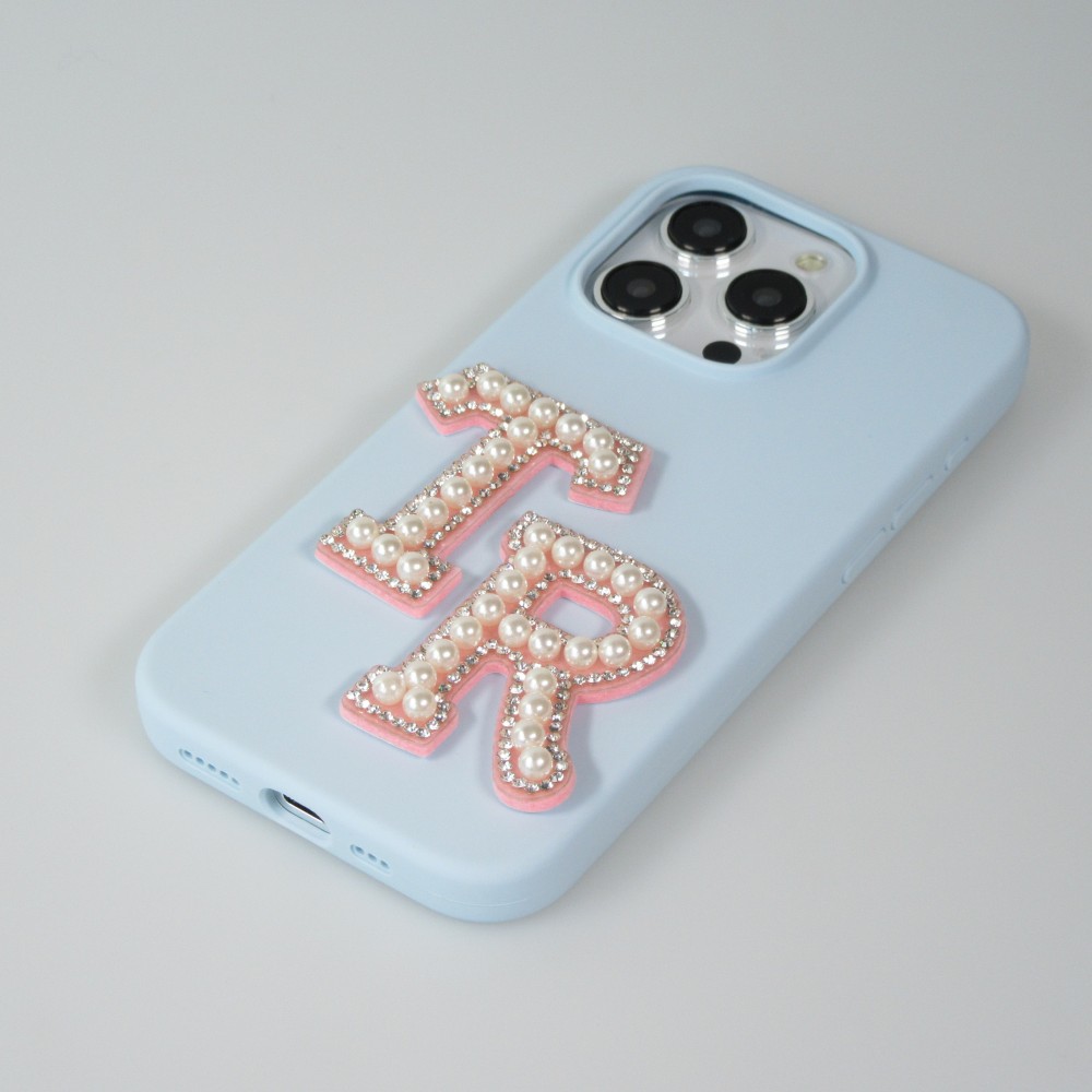 Autocollant sticker pour téléphone/tablette/ordinateur brodé en 3D pearls rose - Lettre P