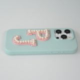Autocollant sticker pour téléphone/tablette/ordinateur brodé en 3D pearls rose - Lettre P