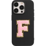 Autocollant sticker pour téléphone/tablette/ordinateur brodé en 3D rose clair - Lettre F