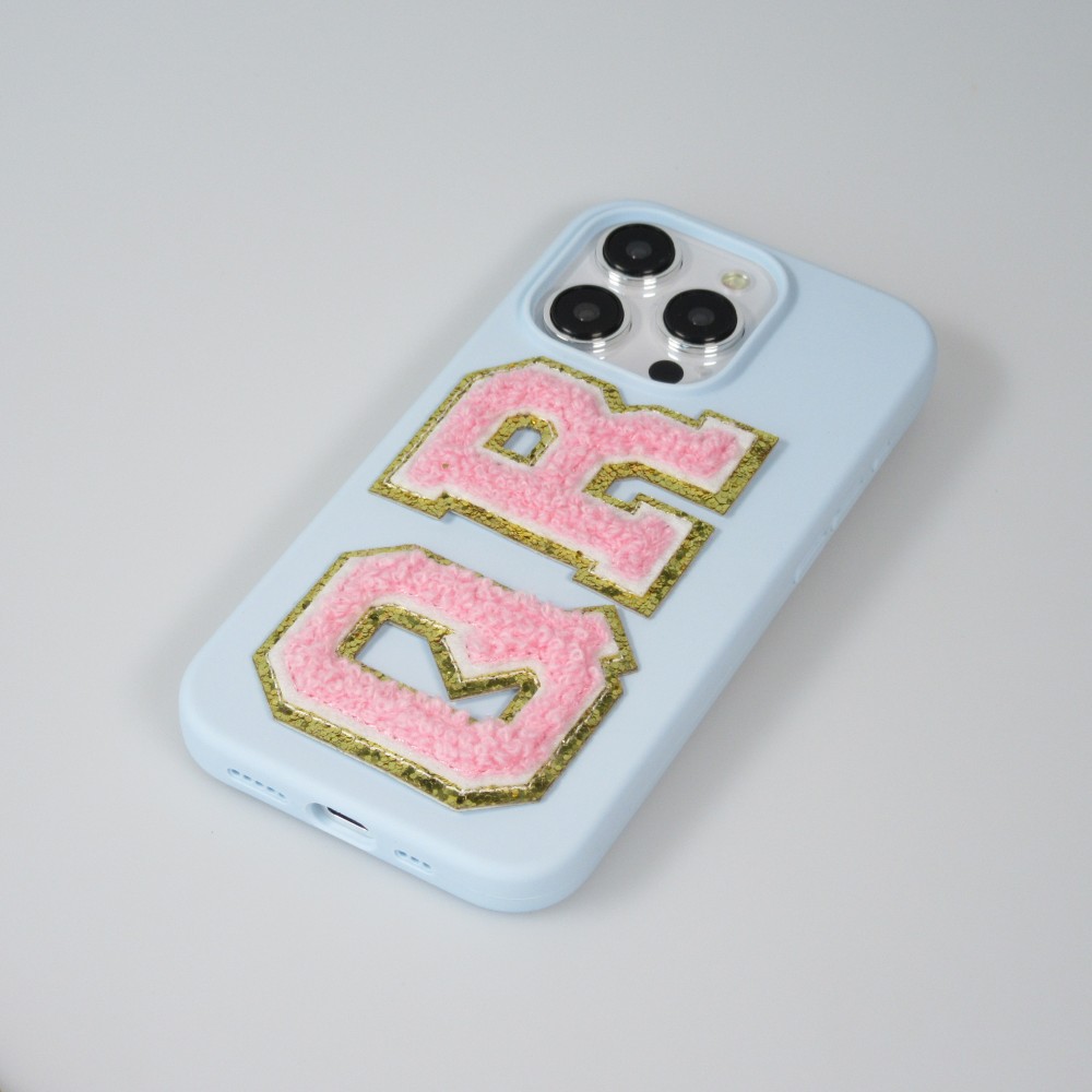 Autocollant sticker pour téléphone/tablette/ordinateur brodé en 3D rose clair - Lettre F