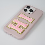 Autocollant sticker pour téléphone/tablette/ordinateur brodé en 3D rose clair - Lettre F
