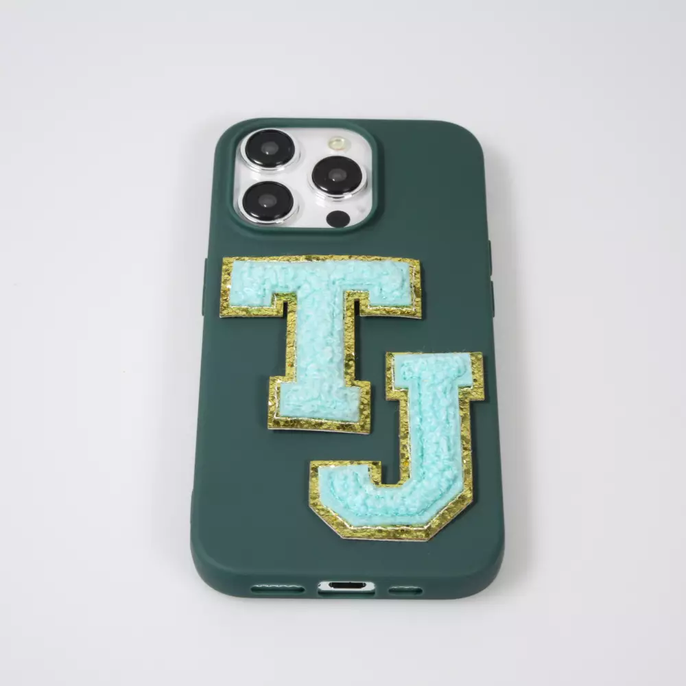 Autocollant sticker pour téléphone/tablette/ordinateur brodé en 3D turquoise - Lettre D