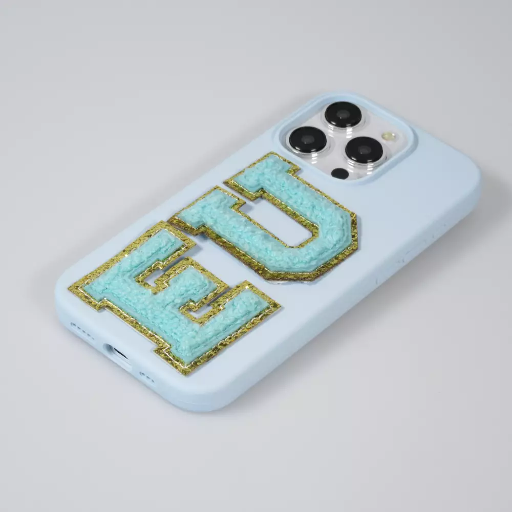 Autocollant sticker pour téléphone/tablette/ordinateur brodé en 3D turquoise - Lettre D
